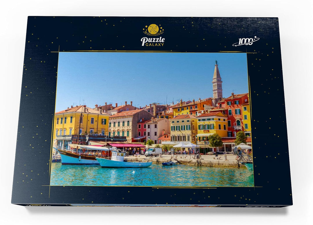 Buntes Rovinj in Istrien mit Booten im Hafen, Kroatien - Premium 1000 Teile Puzzle - MyPuzzle Sonder