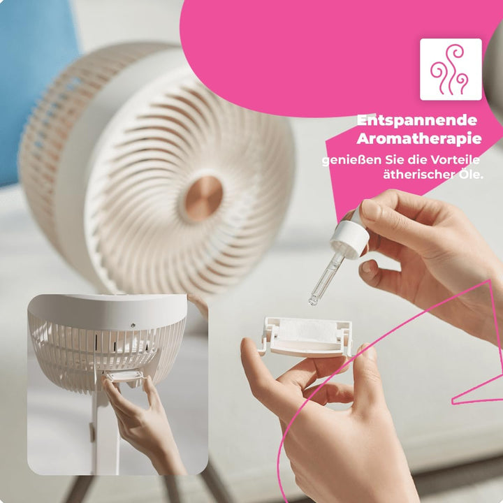 Spacetronik AirPuff 3 Leiser Standventilator mit Aromatherapie, 3 Geschwindigkeiten, Oszillation in