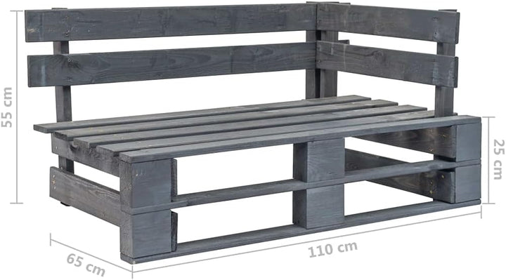 vidaXL Kiefernholz Grau Imprägniert Garten Ecksofa Modular Palettensofa Gartensofa Lounge Sofa Einze