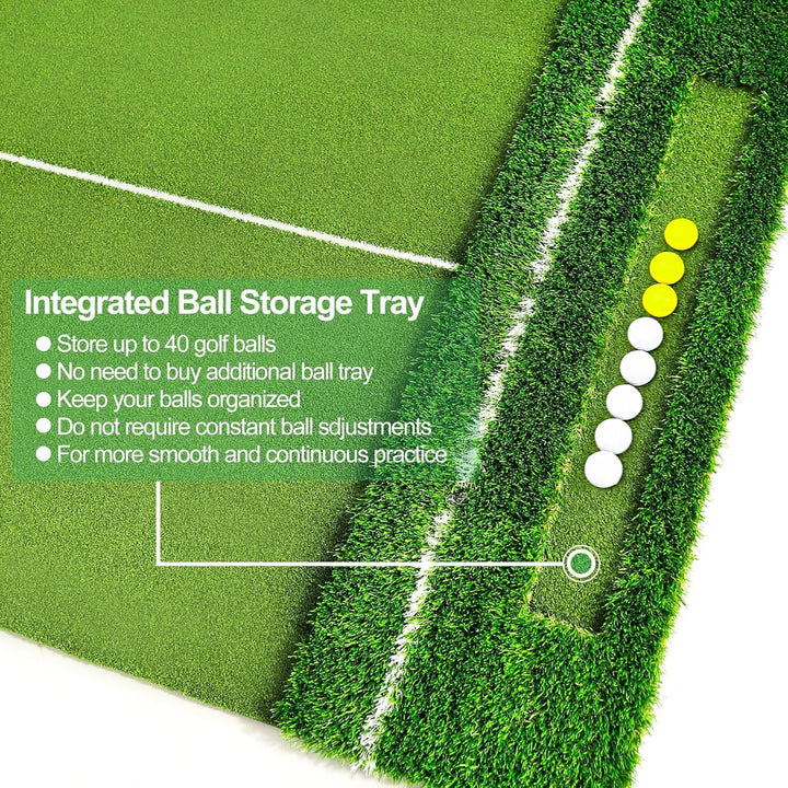 Golfmatte 150 x 120cm, Golf Abschlagmatte, Golf Übungsmatte mit 10 Golfbällen & 3 Gummi-Tees, 6 Absc
