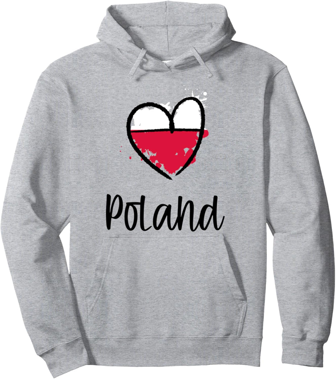 Poland Heart Line Art Flag Cute Europe Minimal Polish Gift Pullover Hoodie