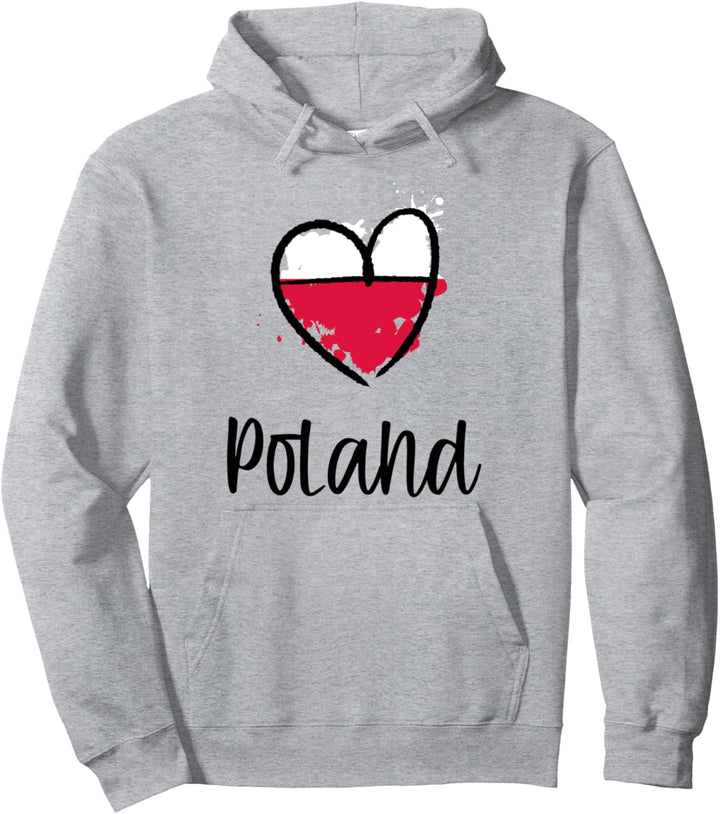 Poland Heart Line Art Flag Cute Europe Minimal Polish Gift Pullover Hoodie