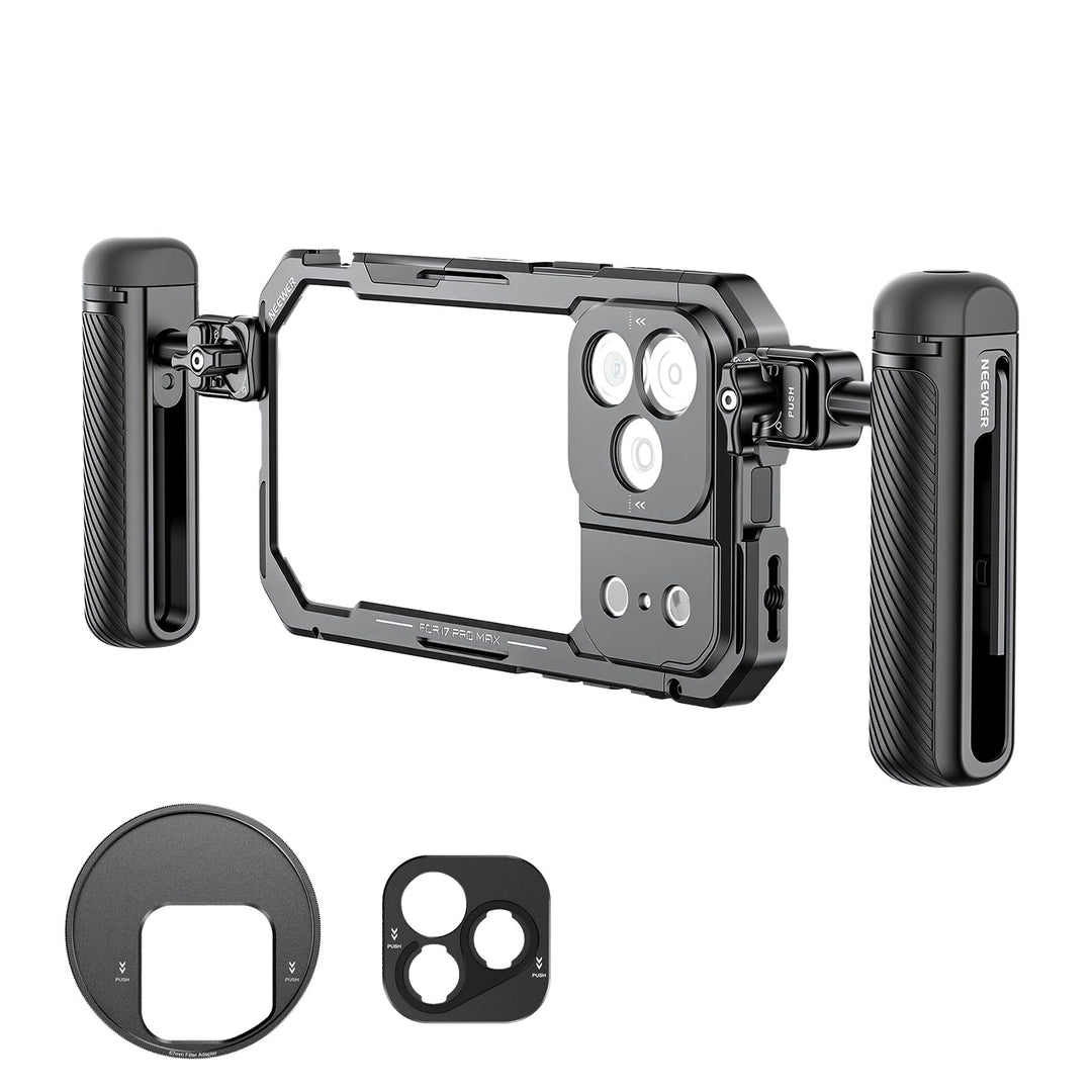 NEEWER 17 Pro Max Käfig Cage Video Rig Handy Stabilisator Set kompatibel mit iPhone 17 Pro Max mit 6