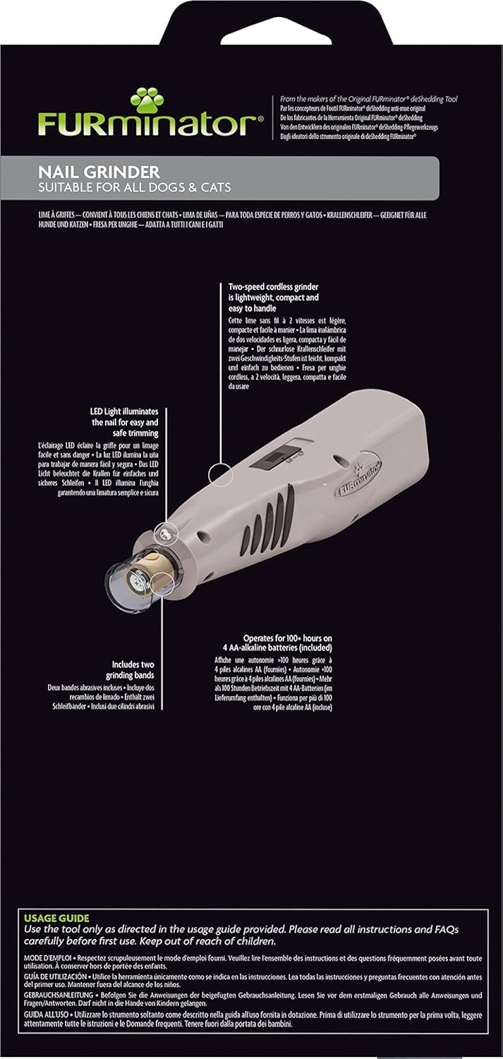 FURminator Krallenschleifer für Hunde und Katzen | Schnurloser Nagelschleifer | mit LED-Licht | mit