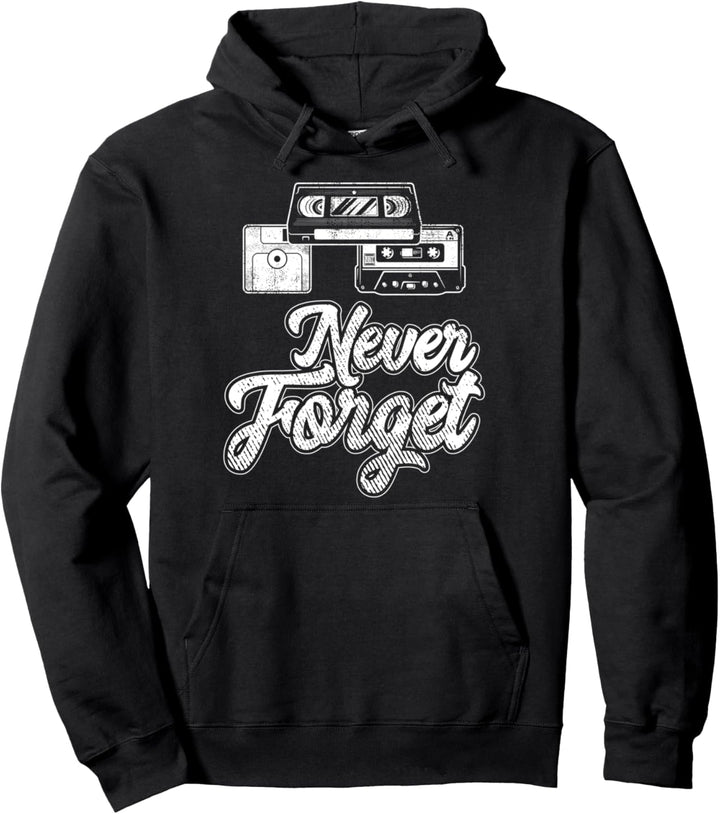 Retro Vintage Kassette VHS CD Grafik Never Forget Pullover Hoodie