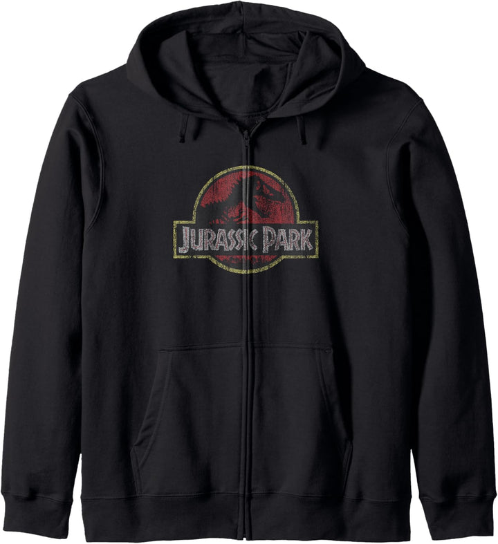Jurassic Park Classic Retro Red Distressed Logo Kapuzenjacke