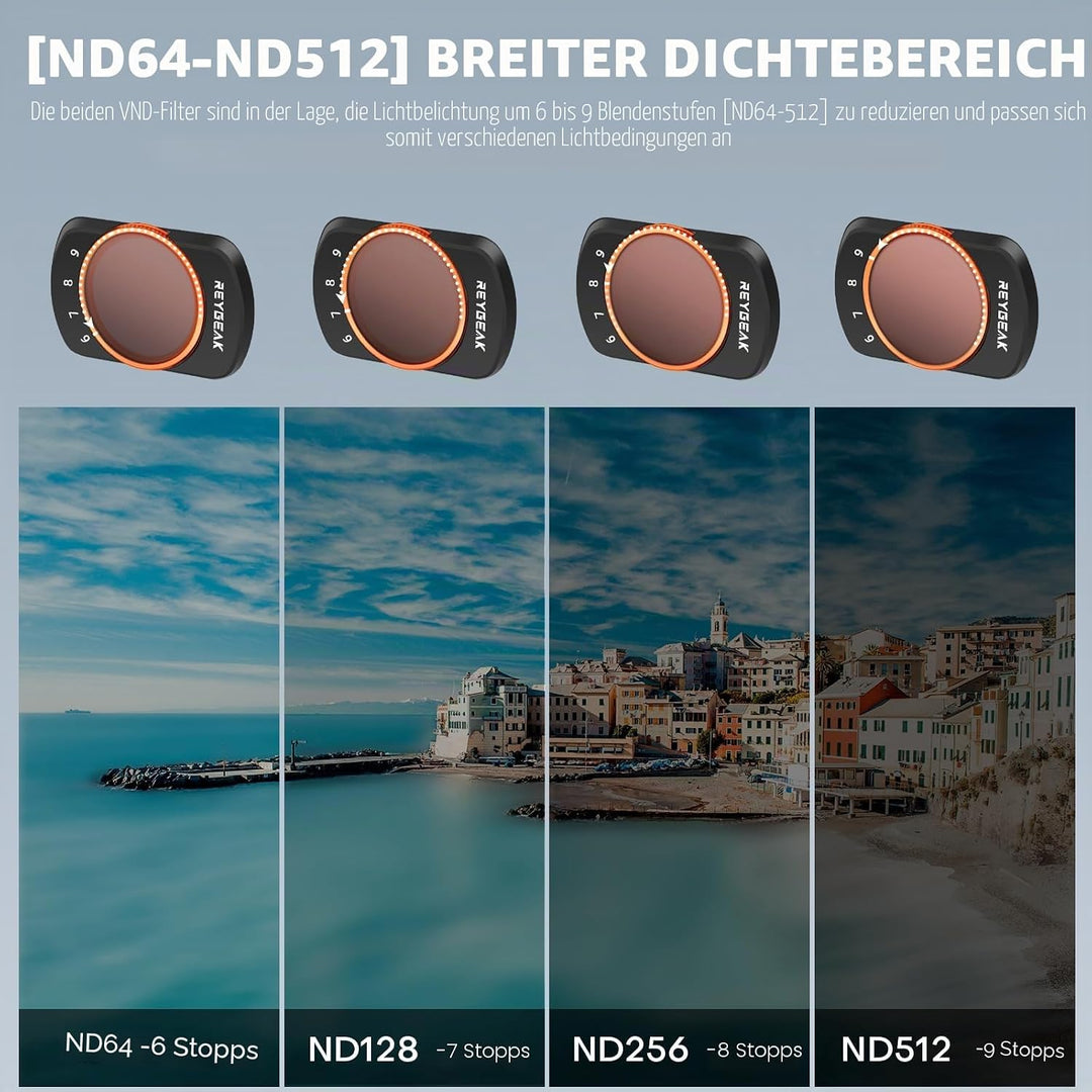 REYGEAK Magnetischer Filterset für DJI Osmo Pocket 3 ,Variabler ND Filter VND 2-512, 1-9 Stop Graufi