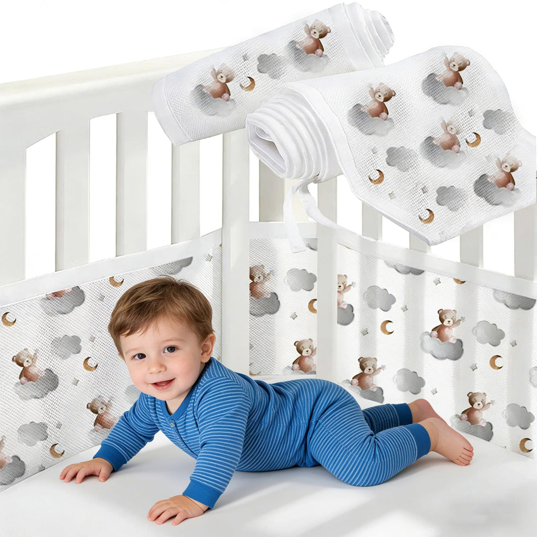 2PCS Nestchen Für Babybett, 3D Luftdurchlässiger Kollisionsschutz Neugeborener Zaun, Abnehmbarer Bab