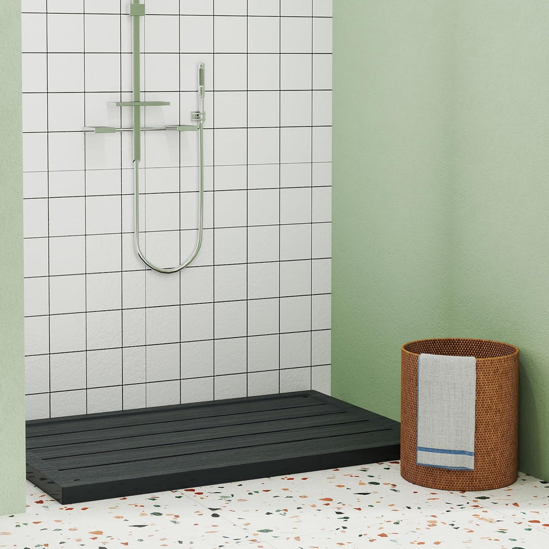 AufuN Bodenelement WPC Anti Rutsch für Gartendusche, Solardusche, Poolleiter oder Pool, Anthrazit Bo