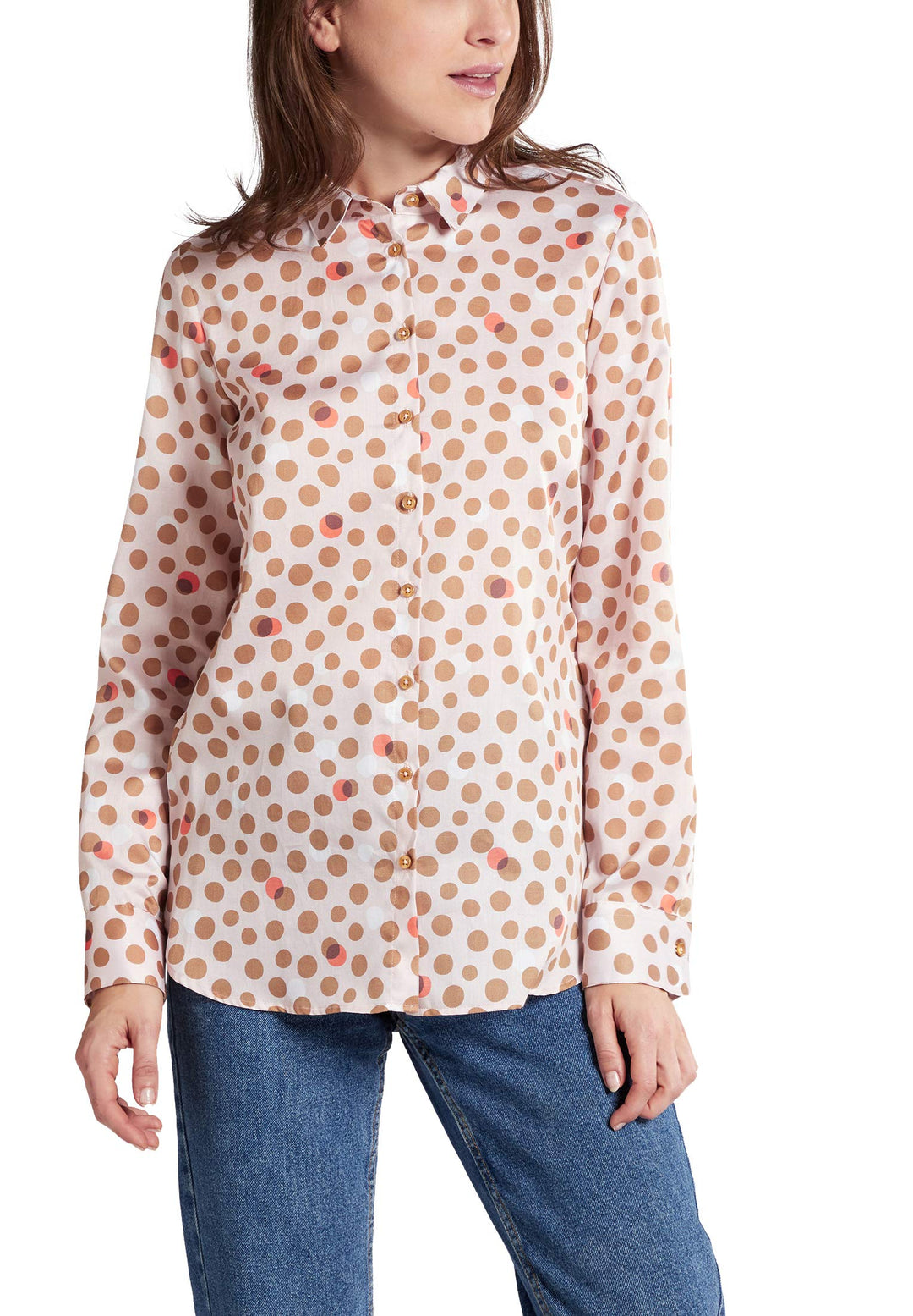 eterna Modern Fit Bluse Langarm Hemdkragen Muster braun 40 Braun, 40 Braun