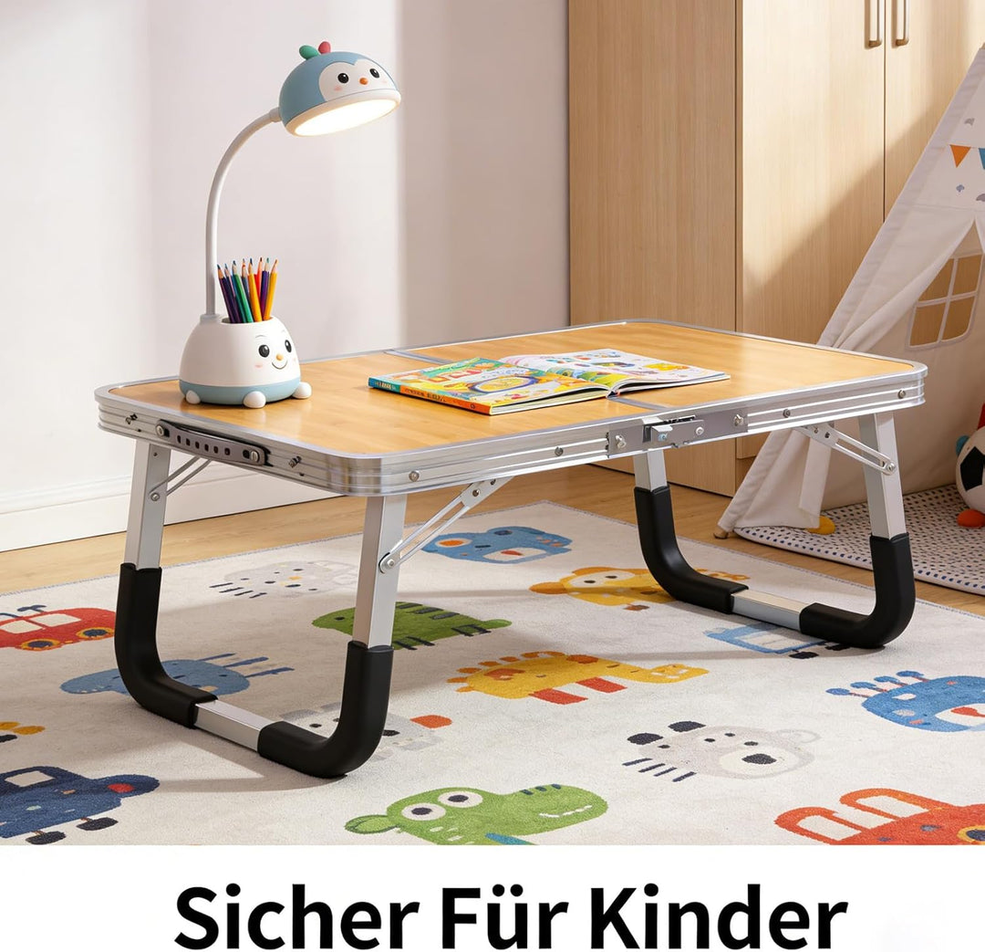 Foldable Laptop Tisch, Tragbares Tisch FüR Bett, Multifunktionaler Holzartig Schreibtischtisch FüR B