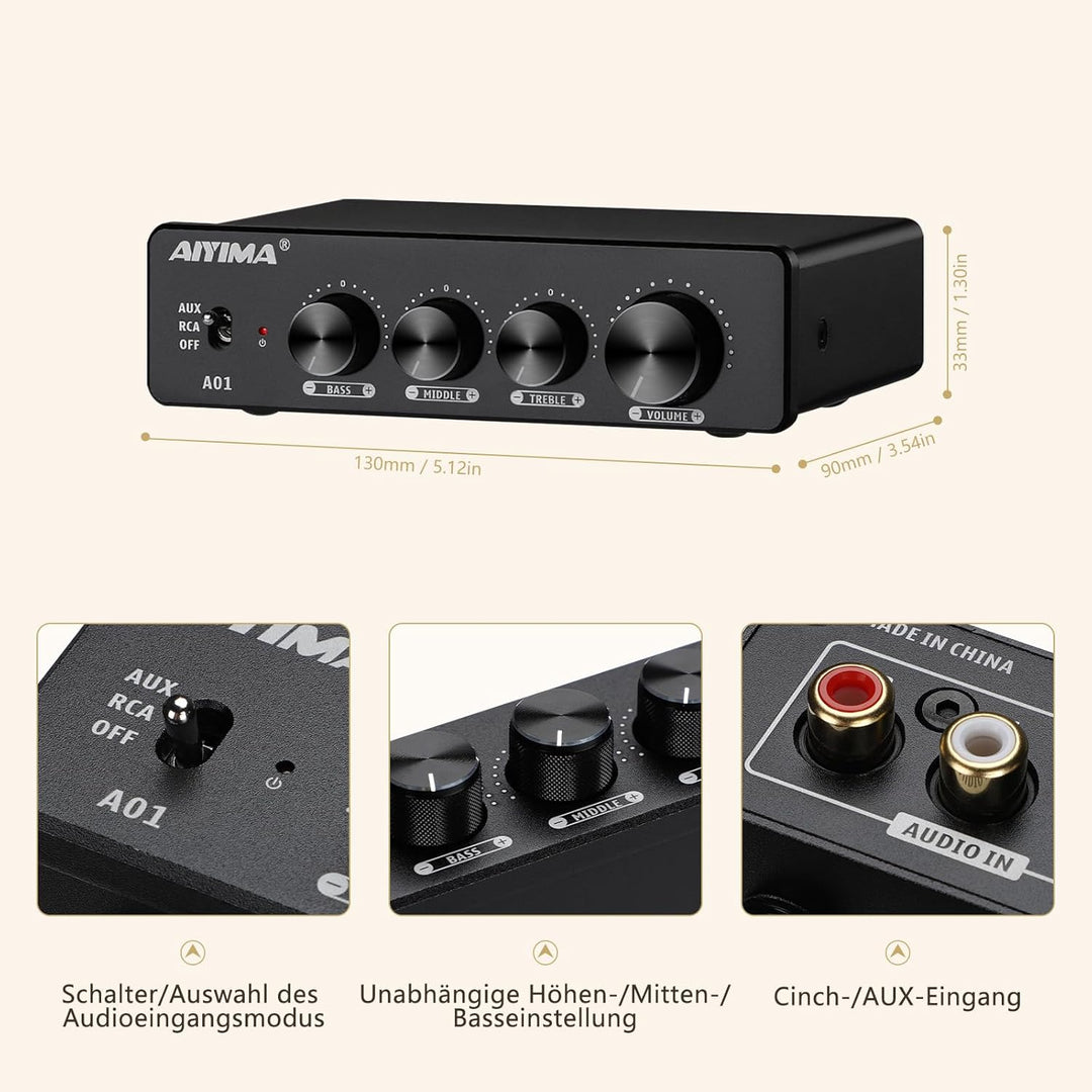 AIYIMA A01 TPA3116 Leistungsverstärker 2.0/2.1 CH Stereo-HiFi-Verstärker Klasse D Integrierter Verst