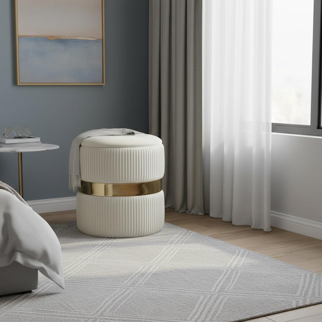 AllEquip 2er-Set Sitzhocker Samt Schminktisch Pouf Hocker mit Stauraum Ottoman Aufbewahrungshocker (