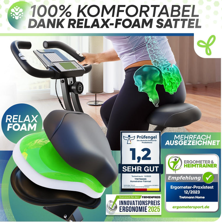 Neu Tretmann Hometrainer fahrrad Klappbar Set-extra bequem &amp; leise- [RelaxFoam] bis 150KG Belastbar