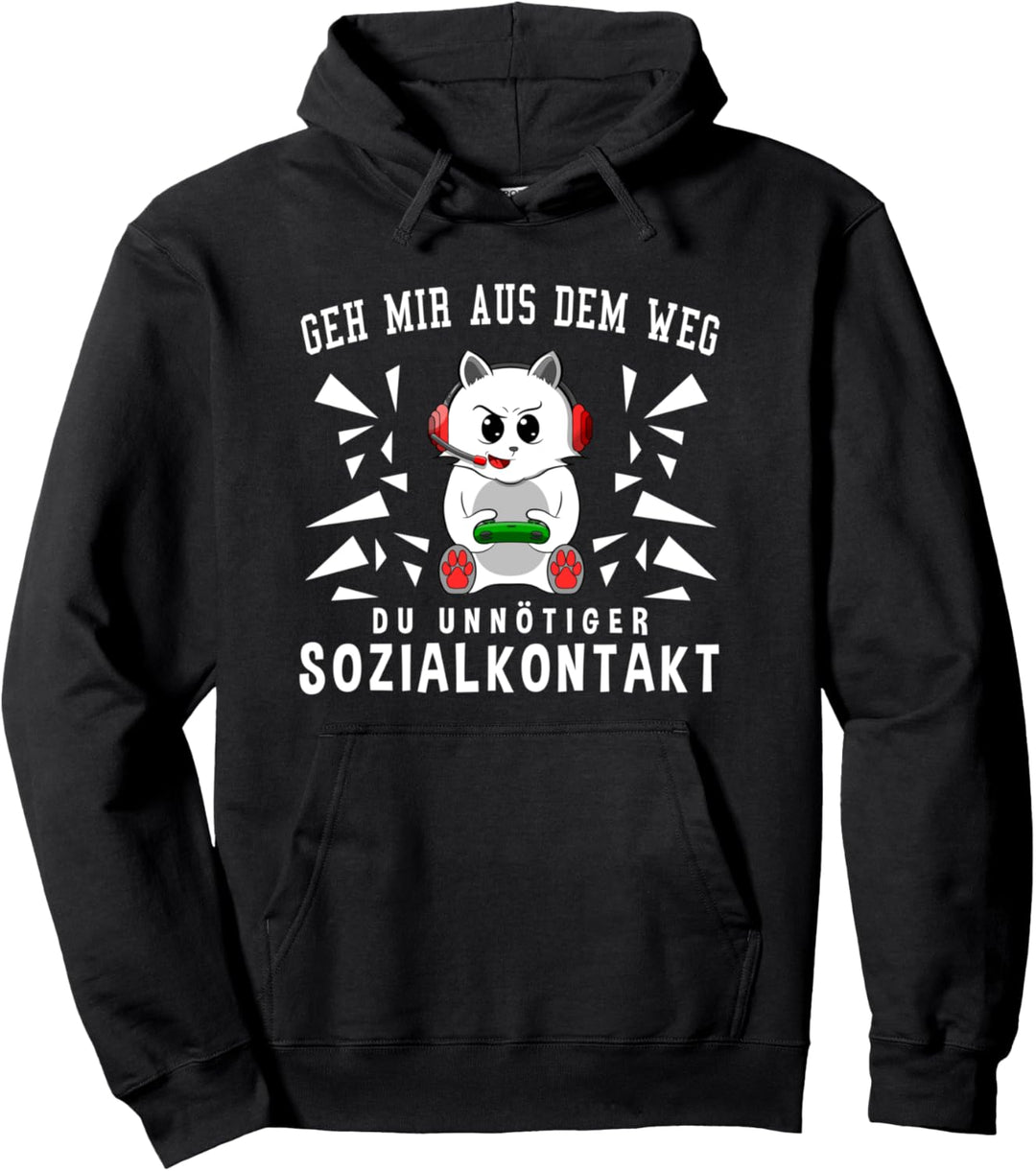 Geh mir aus dem Weg du unnötiger Sozialkontakt Gamer Zocker Pullover Hoodie