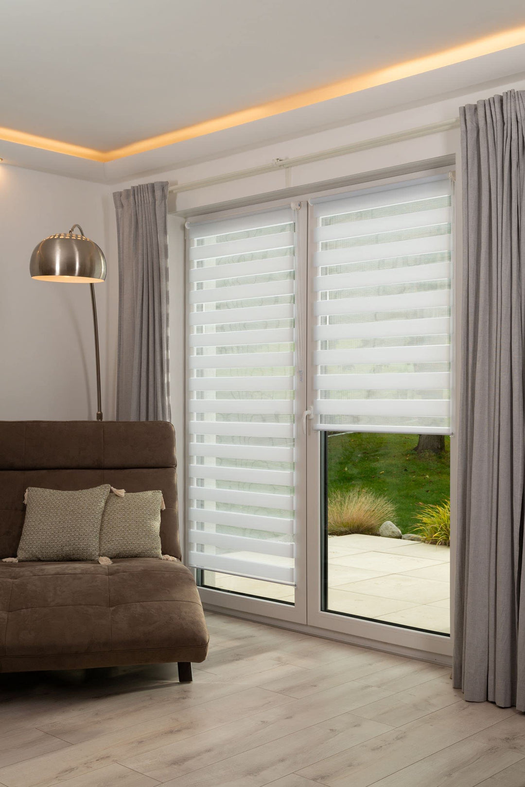 K-home Klemmfix Doppelrollo Madrid ohne Bohren Weiss 95 x 150 cm (B x L), Weiss 95 x 150 cm (B x L)
