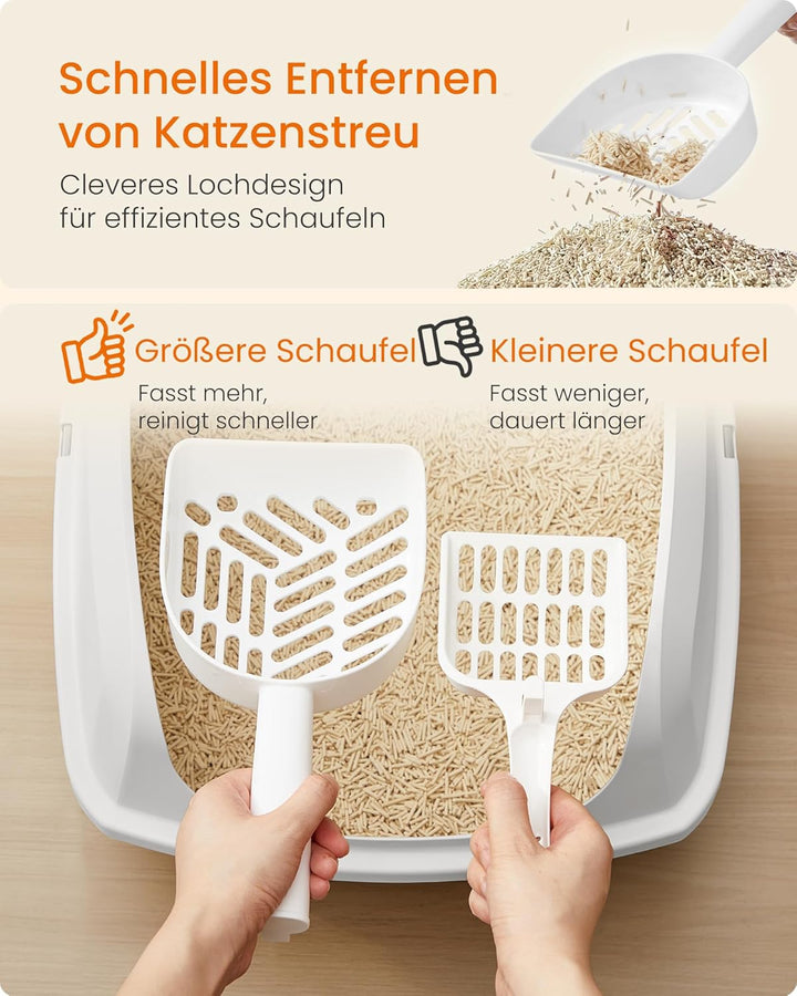 Feandrea Katzenklo mit hohen Seitenwänden, XL, offene Katzentoilette, mit Schaufel, für Kätzchen und