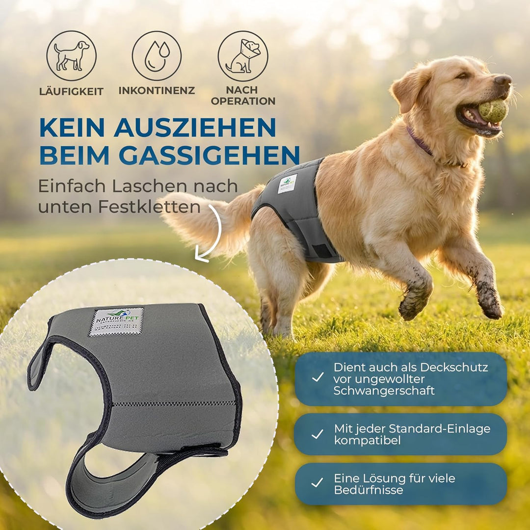Nature Pet Hunde-Läufigkeitshose für Hündinnen - Hundewindel für Rüden - Kein lästiges Einfädeln der