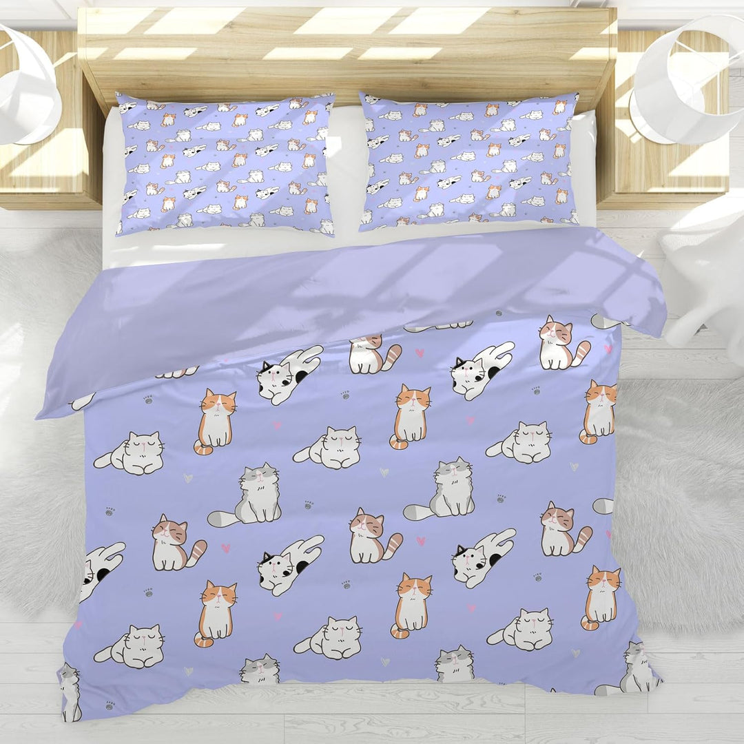 Katzen bettwäsche 200x200, 3D Katzenmotiv Bettwäsche Kinder mit Reissverschluss, Angenehme Mikrofase