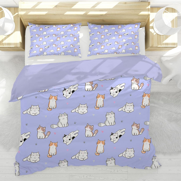 Katzen bettwäsche 200x200, 3D Katzenmotiv Bettwäsche Kinder mit Reissverschluss, Angenehme Mikrofase