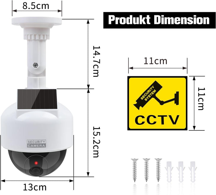 ERWEY Dummy Kamera Solar Kamera Attrappe Simulierte Dummy Speed Dome mit Objektiv Videoüberwachung W