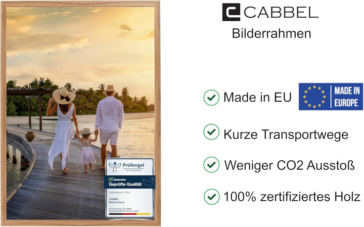 1x Bilderrahmen 50x70 cm Eiche Rahmen 1-Pack | Dokumentenrahmen, Collage, Poster | MDF Holz-Posterra