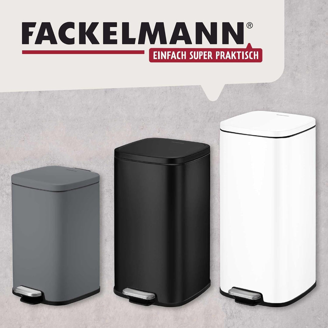 FACKELMANN LONDON Pedal-Abfallsammler 20L – Stilvolles Design in Dunkelgrau, Mit gedämpftem Deckel u