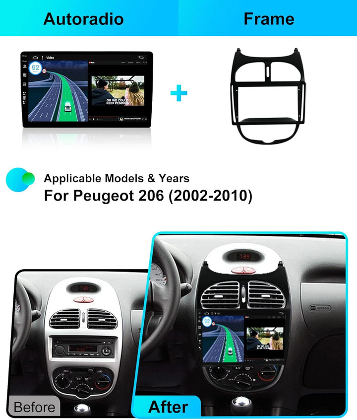 JOYX - [6G+128G] - Android 15 IPS Autoradio Passt für Peugeot 206 (2002-2010) - Kabellos CarPlay/And