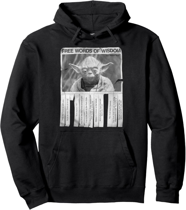 Star Wars Yoda Free Words Of Wisdom Text Paper Pullover Hoodie