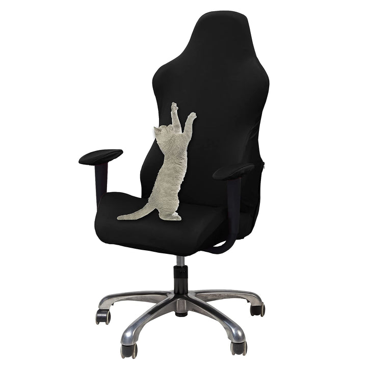 KiKiYe Gaming-Stuhl-Überzug, Stretch-Sitzbezug, für Leder, Computerstuhl, mit Rüschen, Schwarz, Einh