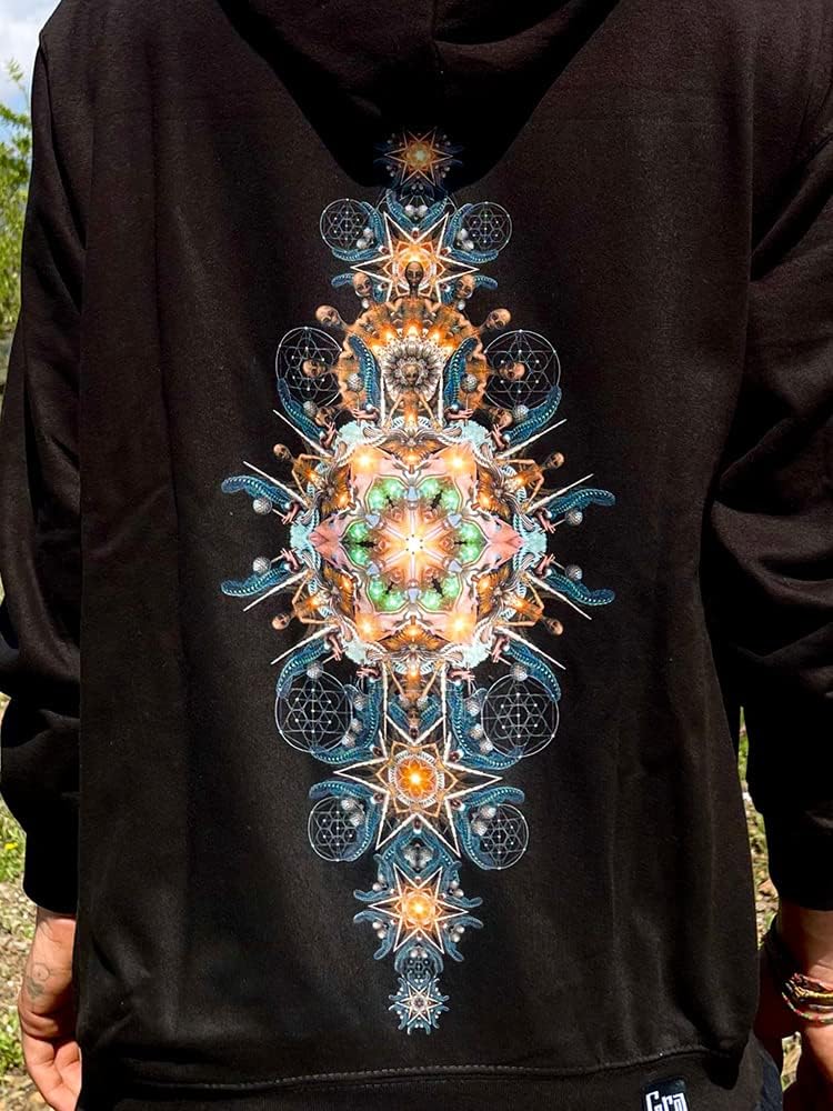 Fraktal Alien Zipper Hoodie schwarz (XXL), XXL