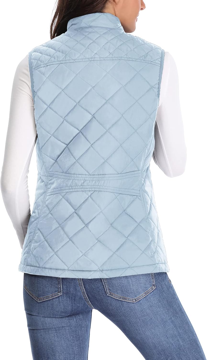 MISS MOLY Damen Weste mit Stehkragen Weste Jacke Winter Warm Ultraleicht Hellblau 38, Hellblau 38