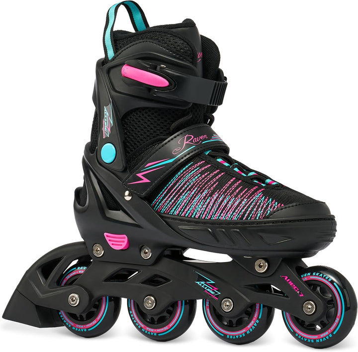 RAVEN Inline Skates Inliner für Kinder Erwachsene Mädchen Damen verstellbar 31-35 (20,5cm-23cm) Allu