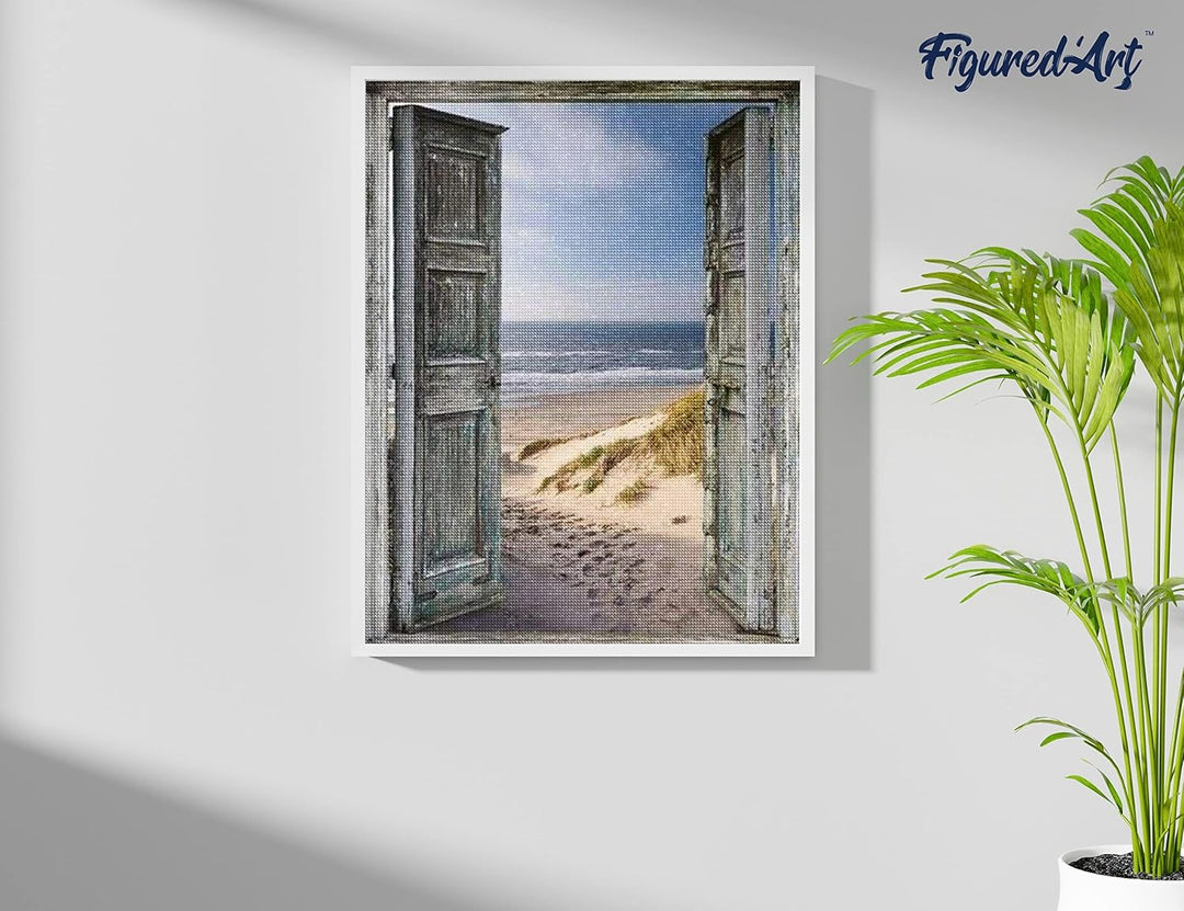 Figured'Art Diamond Painting Erwachsene 40x50cm Mit Rahmen Ganze Leinwand gespannt Tor zum Strand 5D