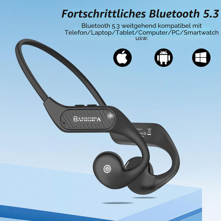 BANIGIPA Open Ear Kopfhörer, Bluetooth 5.3 Headset mit eingebauten Mikrofonen für Büro und Arbeit, l