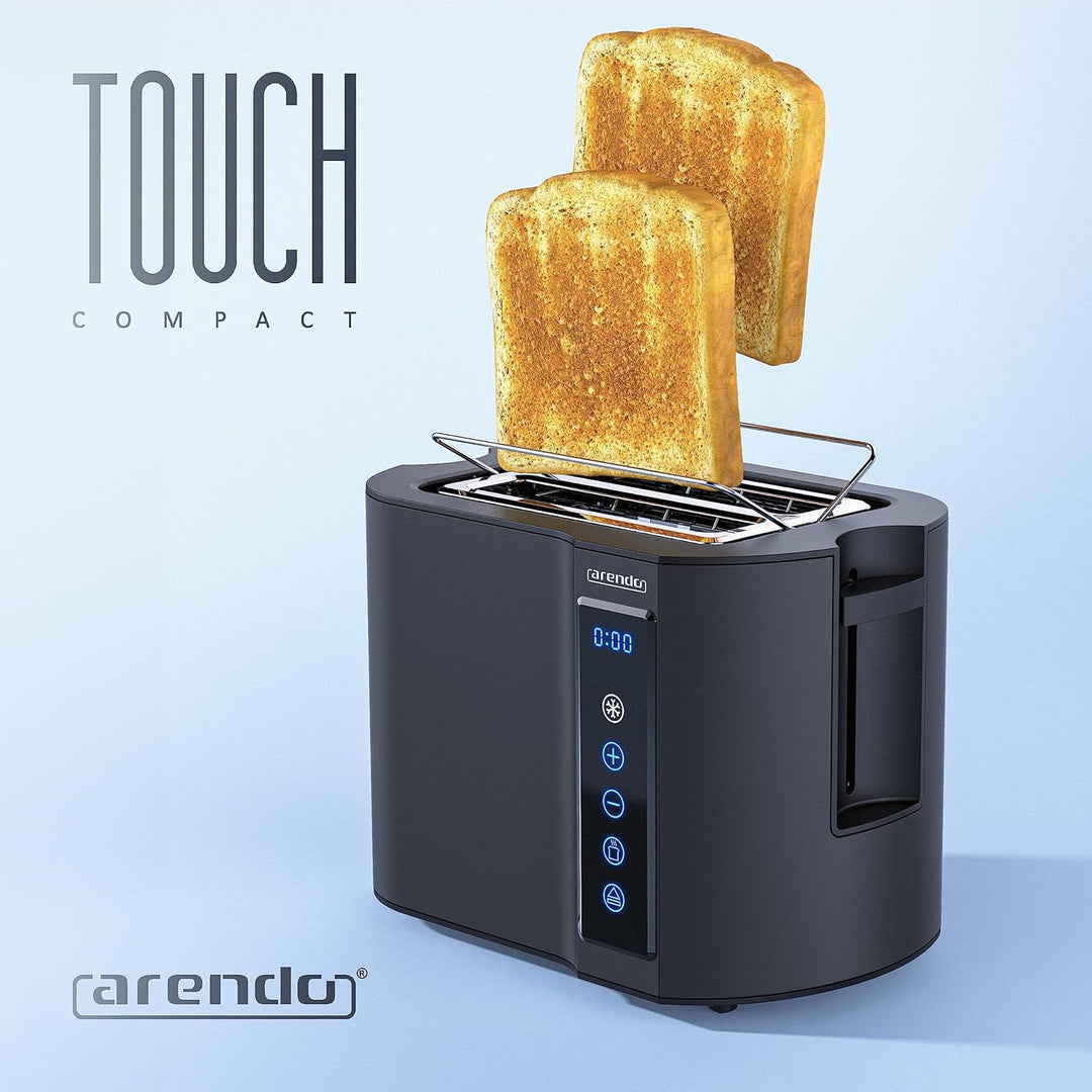 Arendo - Touch Toaster 2 Scheiben Edelstahl - Touchpanel - digital Display Restzeitanzeige - 800 W –