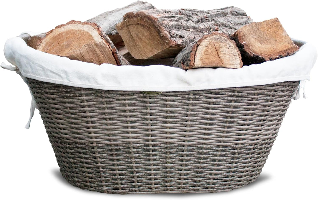 Habau 2681 Holzkorb aus Polyethylen mit Metallrahmen, Grau, 63,5 x 44,5 x 30