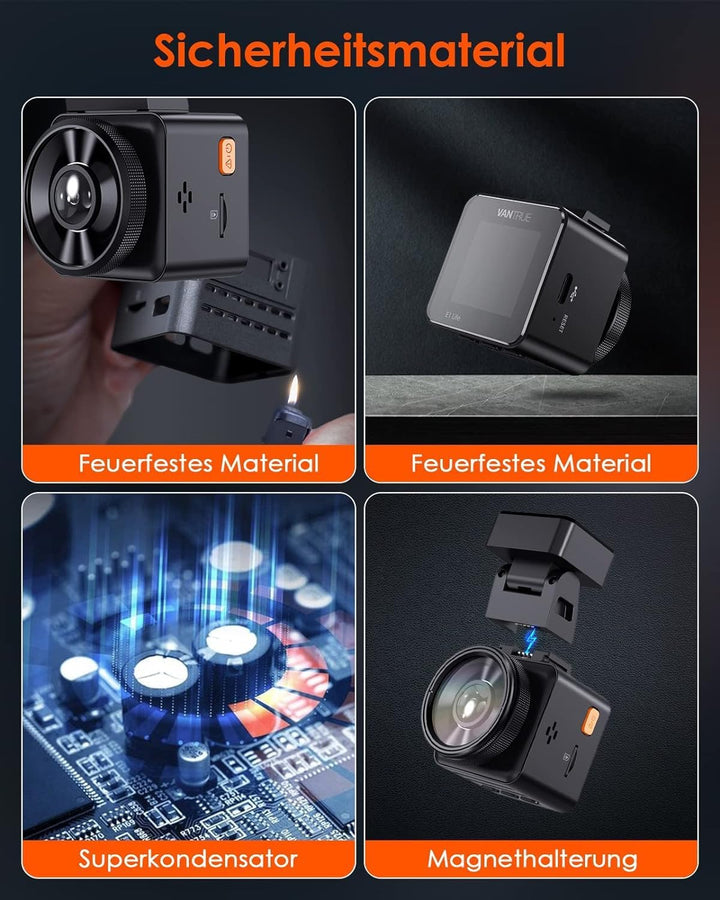 VANTRUE E1 lite Mini Dashcam WiFi vorne 1080P/30fps mit Sprachsteuerung, 1,54'' LCD Versteckte Dash
