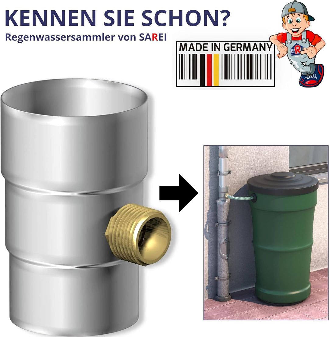 SAREI Haus und Dachtechnik Regenwasserklappe | NW 80 Zink | Durchmesser von 80 mm | Made in Germany