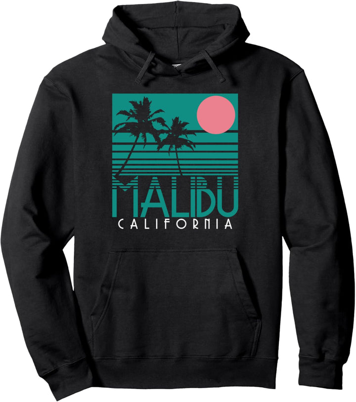 Malibu California Palmen Surf Vintage Retro Pullover Hoodie