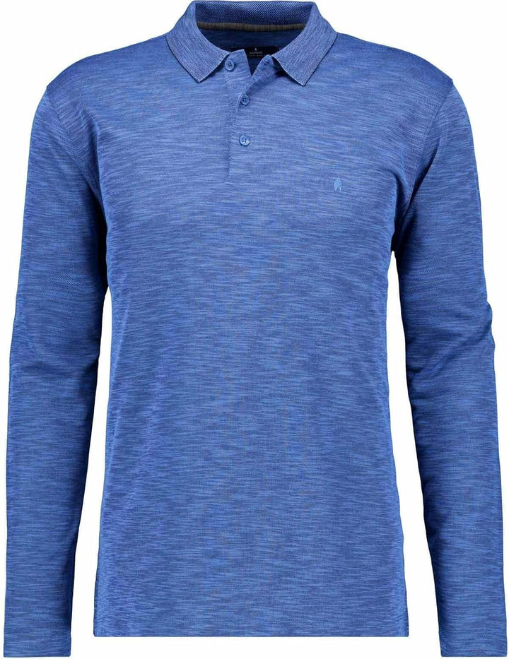 RAGMAN Herren Poloshirt Langarm Softknit S Blau-melange-765, S Blau-melange-765