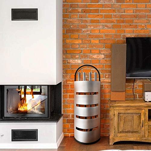 Edelstahl Kaminbesteck 5-Teilig Modern Ofenbesteck Set mit Metallgriff Kaminofen Besteck inkl. Schür