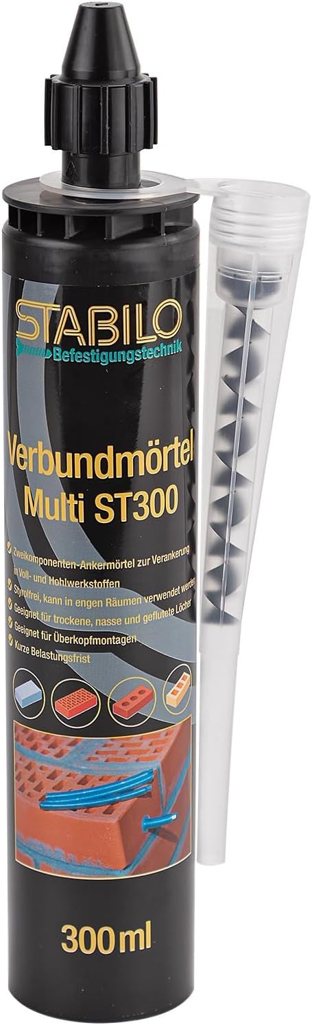 6x Stabilo Verbundmörtel ST300, Injektionsmörtel, Mörtel mit ETA-Zulassung, 300 ml