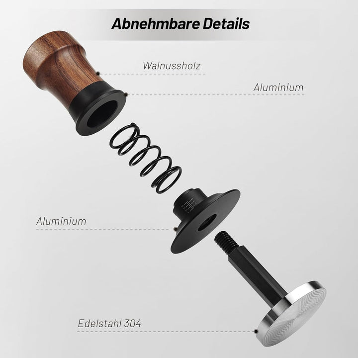 NOTSEK Tamper 54mm, Espresso tamper mit Ripple Base, Walnuss Kaffee Tamper mit 304 Edelstahl Base, K