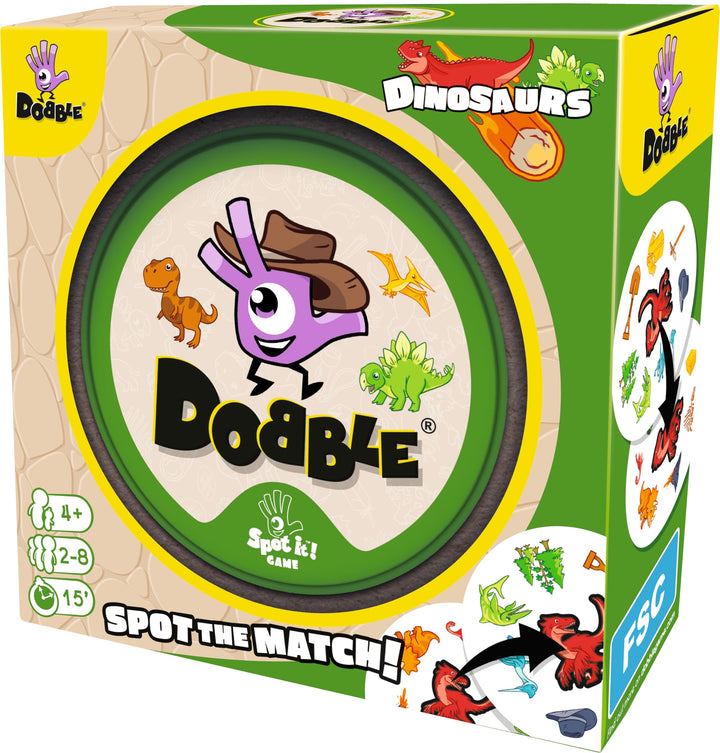 Asmodee Dinosaurier Dobble | Familienkartenspiel | Ab 4 Jahren | 2 bis 8 Spieler | Spielzeit von 15