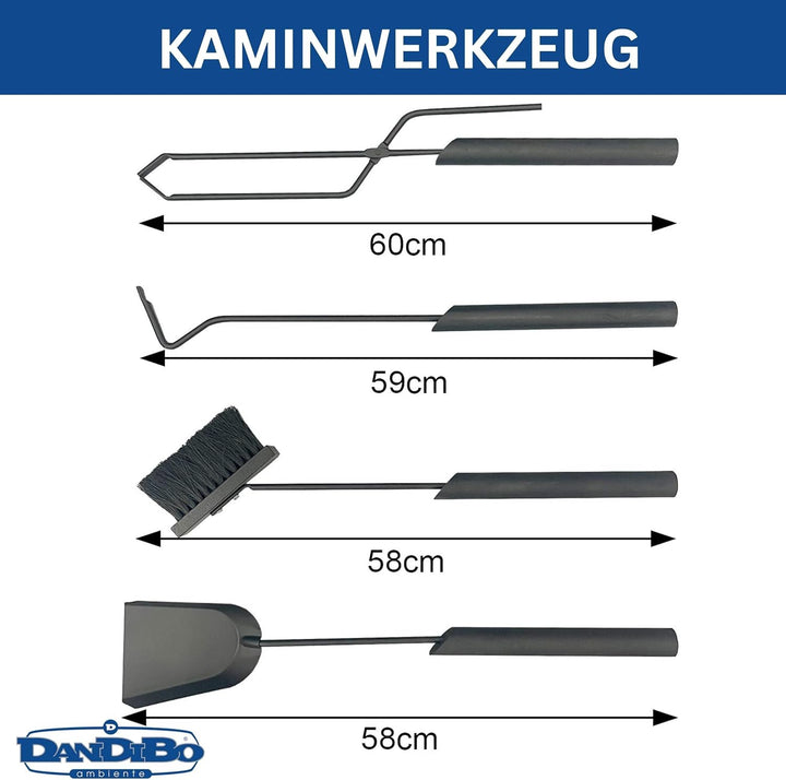 DanDiBo Kaminbesteck Schwarz Modern 5 Teilig Set 96616 Kaminset Kamingarnitur Ofenbesteck