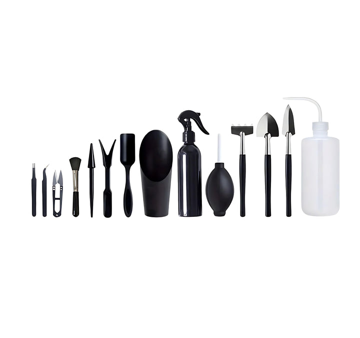 AMSAMOTION Bonsai Werkzeug Set 14 teilig mit praktischem, Mini Gartenwerkzeug für Zimmerpflanzen und