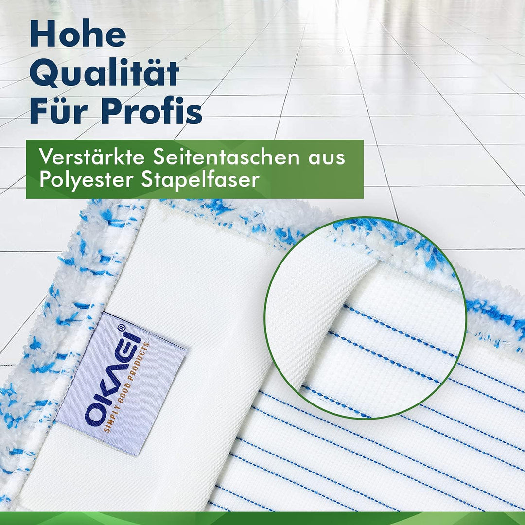 Okaei 10 Stück Wischmopp Bezug (50 cm) - Premium Bodenwischer-Wischbezug aus 100% Microfaser - Bezug