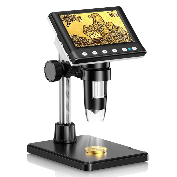 Hayve 4,3" IPS Münzmikroskop, 1000X Vergrösserung, Digitales Mikroskop für Münzsammler, 8 einstellba