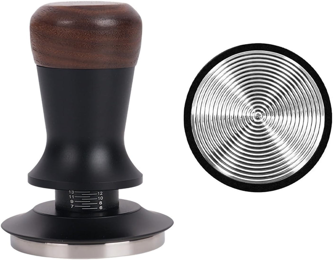 Kaffee Tamper Set 58mm, 30lbs Druckregulierend Espresso Tamper mit WDT Tool & Magnetisch Dosierring,